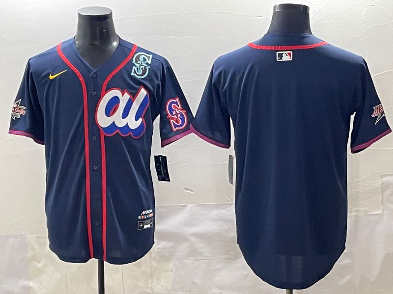 Men 2025 Seattle Mariners Blank Drak Blue All star Blank Blue Nike MLB Jersey style 3->seattle mariners->MLB Jersey